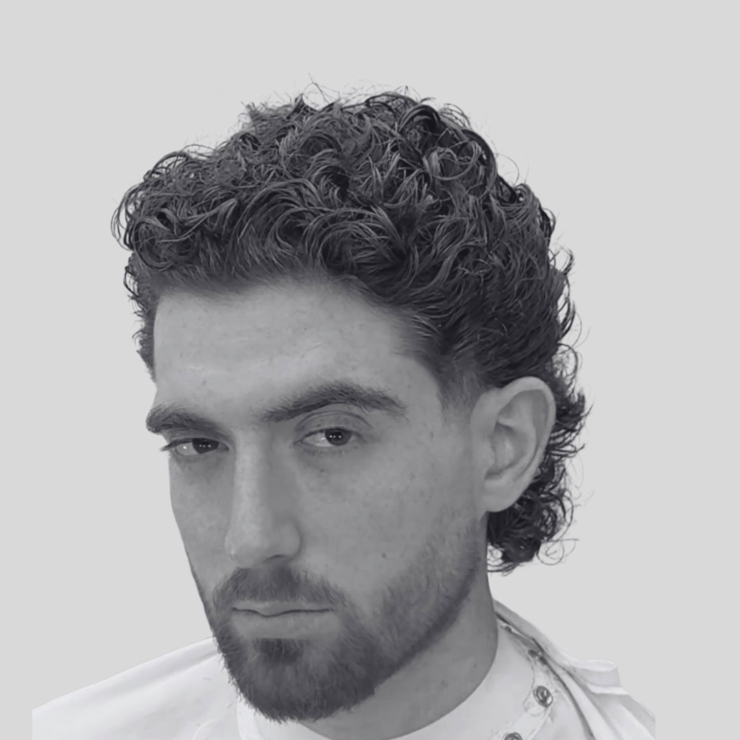 CURLY TAPERED PUSHBACK hairstyle